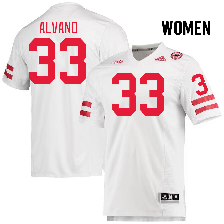 Women #33 Tristan Alvano Nebraska Cornhuskers College Football Jerseys Stitched Sale-White